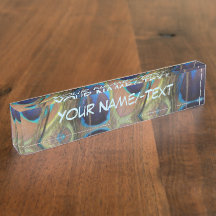 Bright Peacock Feathers Desk Name Plate