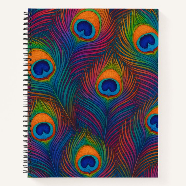 Bright Peacock Feathers Notebook (Front)