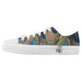 Bright Peacock Feathers Zipz Low Shoes (Left Shoe Outside)