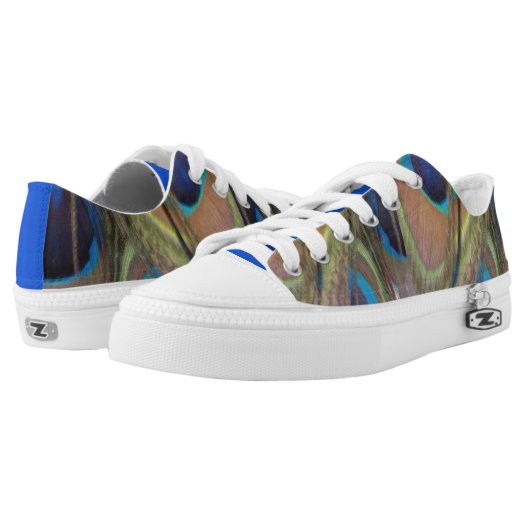 Bright Peacock Feathers Zipz Low Shoes