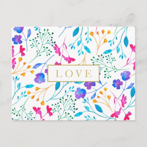 Bright Personalised Colourful Floral Postcard