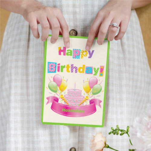 Bright Personalized Happy Birthday Card