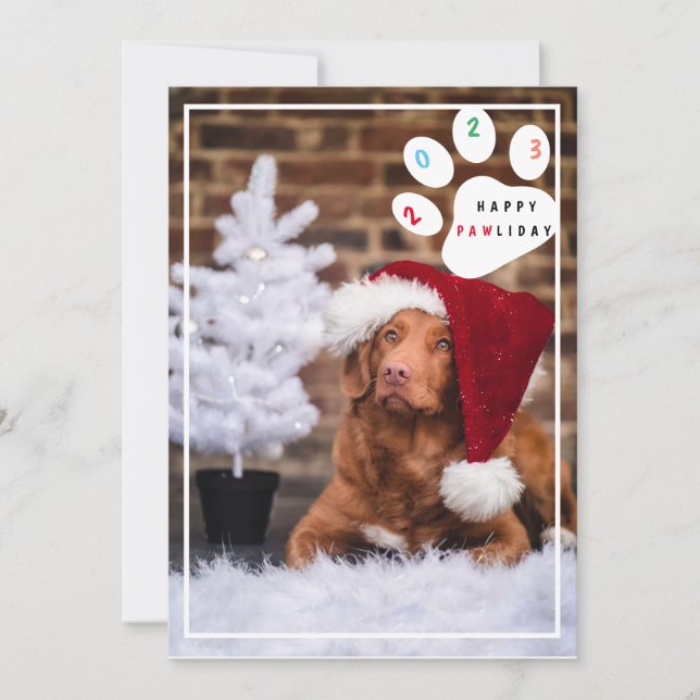 Bright pet happy pawliday dog holiday card (Front)