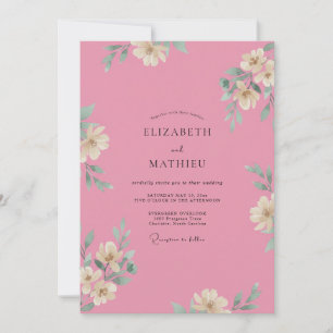 Bright Petal Pink Petal Wedding Invitation