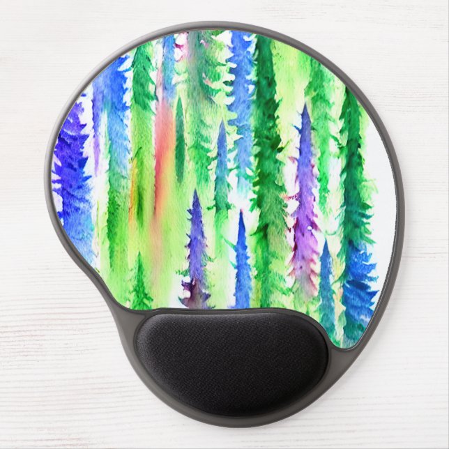 Bright Pine Tree Watercolor Gel Mouse Pad (Front)