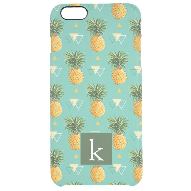 Bright Pineapples On Geometric Pattern | Add Your  Uncommon iPhone Case (Back)