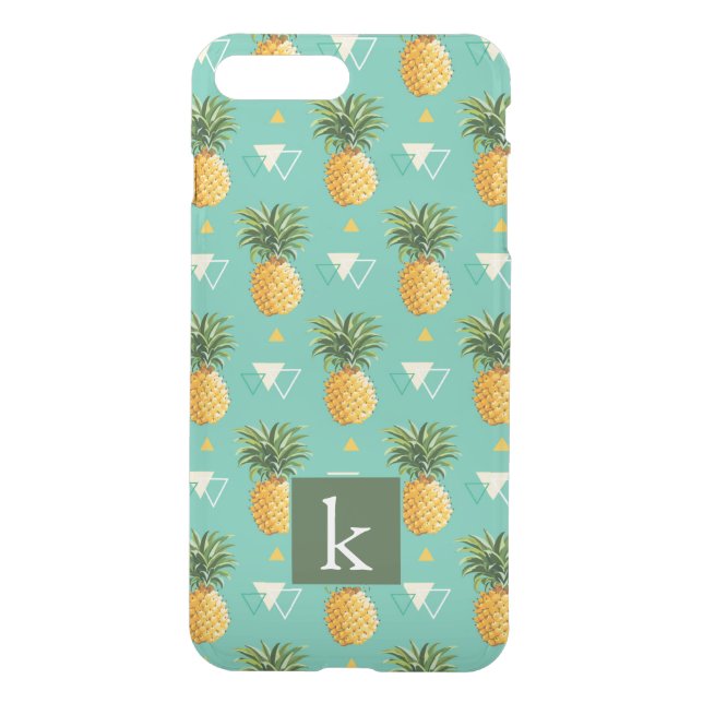 Bright Pineapples On Geometric Pattern | Add Your  Uncommon iPhone Case (Back)