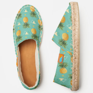 Bright Pineapples On Geometric Pattern Espadrilles
