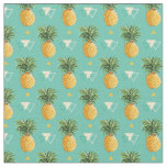 Bright Pineapples On Geometric Pattern Fabric