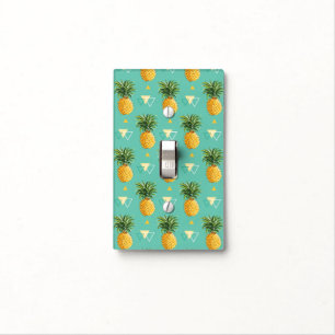 Bright Pineapples On Geometric Pattern Light Switch Cover