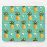 Bright Pineapples On Geometric Pattern Mouse Pad