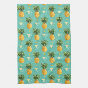 Bright Pineapples On Geometric Pattern Towel