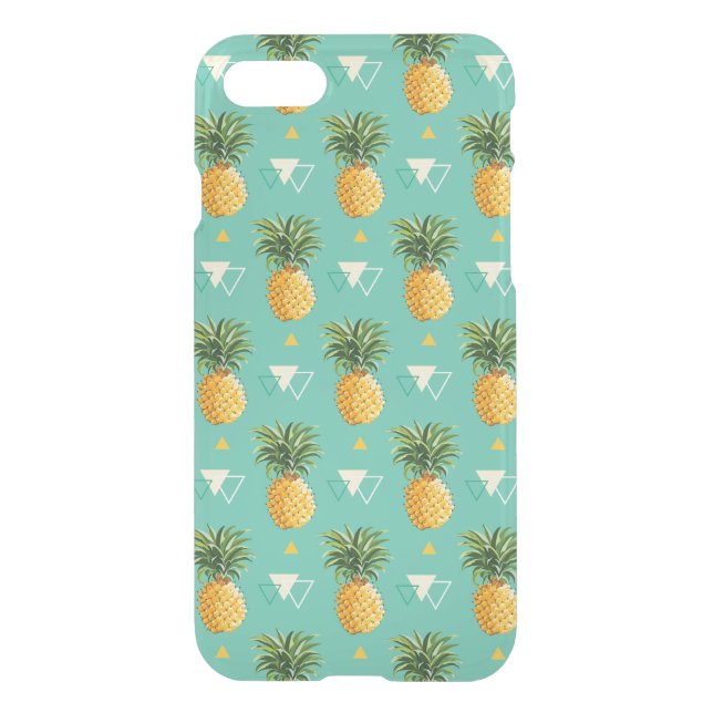 Bright Pineapples On Geometric Pattern Uncommon iPhone Case (Back)