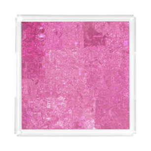 Bright Pink Abstract Mosaic Gloss Acrylic Tray
