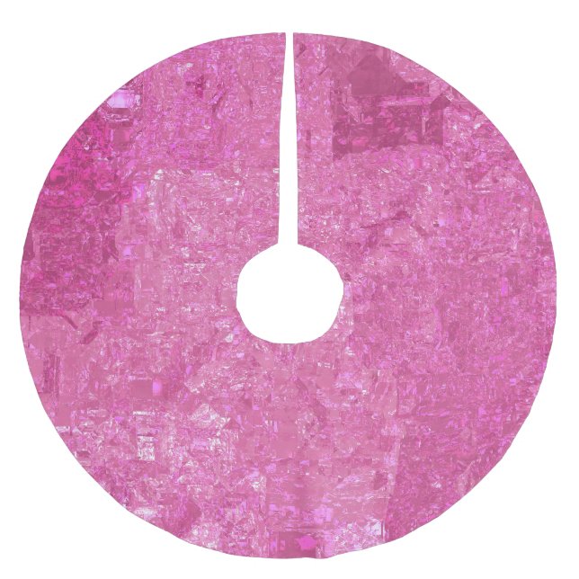 Bright Pink Abstract Mosaic Gloss Brushed Polyester Tree Skirt (Front)