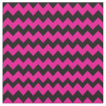 Bright Pink and Black Chevron Pattern Fabric