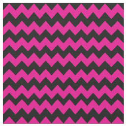 Bright Pink and Black Chevron Pattern Fabric