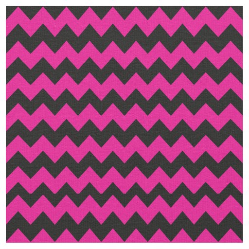 Bright Pink and Black Chevron Pattern Fabric