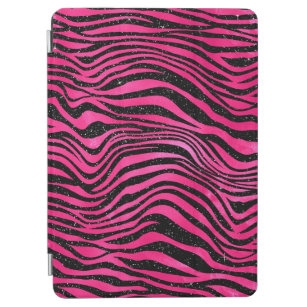 Bright Pink and Black Glam Animal Print Stripes iPad Air Cover