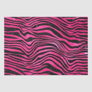 Bright Pink and Black Glam Animal Print Stripes Tissue Paper