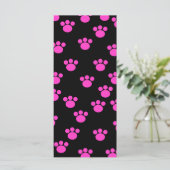 Bright Pink and Black Paw Print Pattern. (Standing Front)