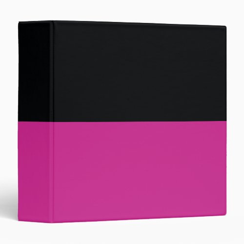 Bright Pink and Black Simple Extra Wide Stripes 3 Ring Binder