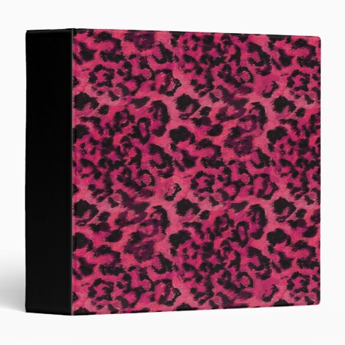 Bright pink and black spotted leopard 3 ring binder