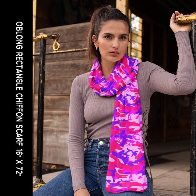 Bright Pink and Blue Camouflage Chiffon Scarf (Bright Pink and Blue Camouflage Chiffon Scarf)