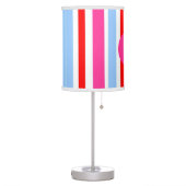 Bright Pink and Blue Candy Stripes Monogram Table Lamp (Left)
