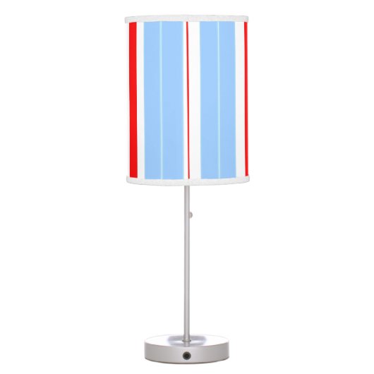 Bright Pink and Blue Candy Stripes Monogram Table Lamp (Back)