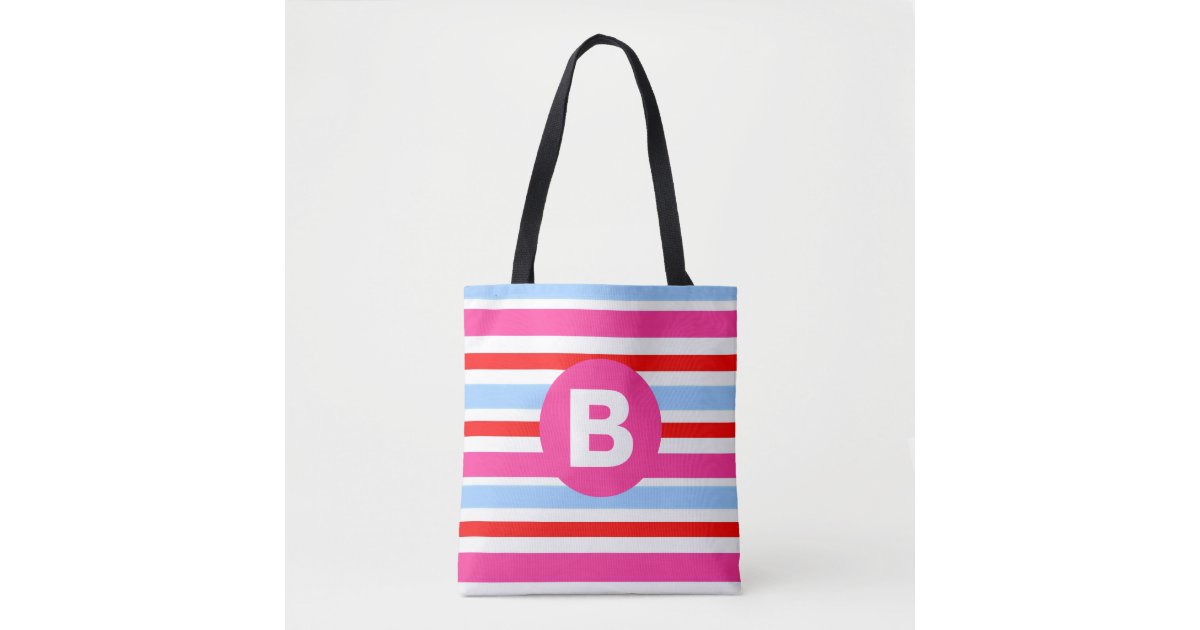 Monogrammed Tote Bag, Monogram Tote Bag, Shoulder Bag, Pink and