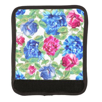 Bright Pink And Blue Floral Pretty Pattern Luggage Handle Wrap by MissMatching at Zazzle