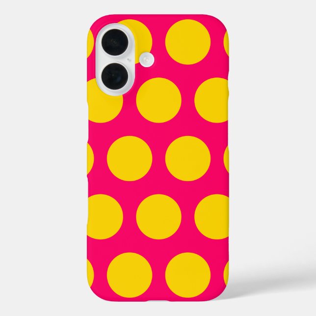 Bright Pink and Gold Polka Dots Case-Mate iPhone Case (Back)