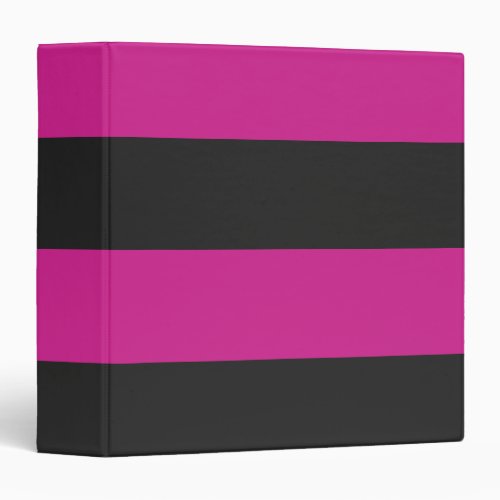 Bright Pink and Gray Simple Extra Wide Stripes 3 Ring Binder