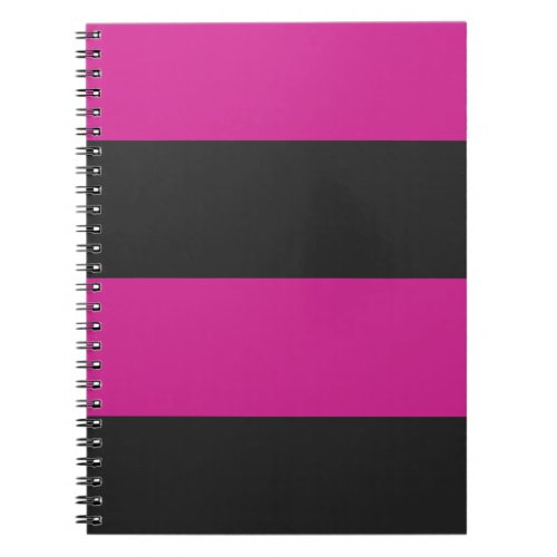 Bright Pink and Gray Simple Extra Wide Stripes Notebook