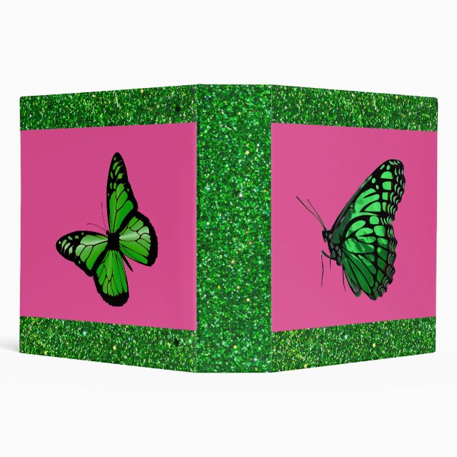 Bright Pink and Lime Green Butterfly Binder (Background)