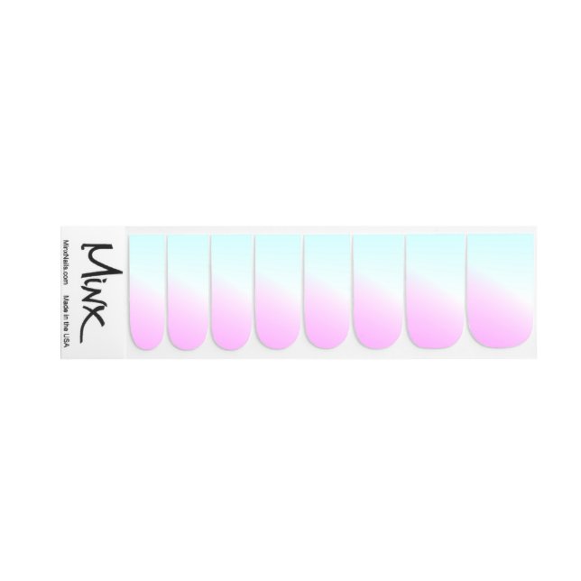 Bright Pink and Marine Blue Ombre Nails Minx Nail Art (Left Hand)