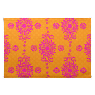 Bright PInk and Orange Floral Design Placemat