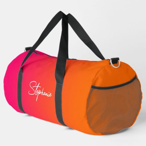 Bright Pink and Orange Gradient Duffle Bag