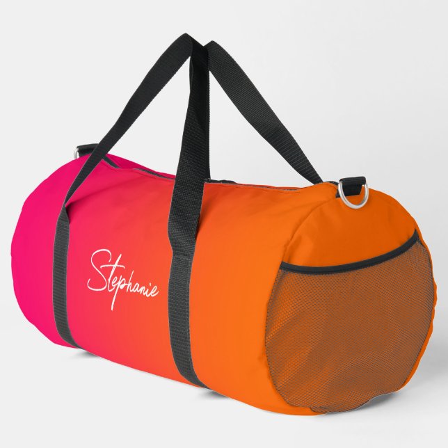 Bright Pink and Orange Gradient Duffle Bag (Right Corner)