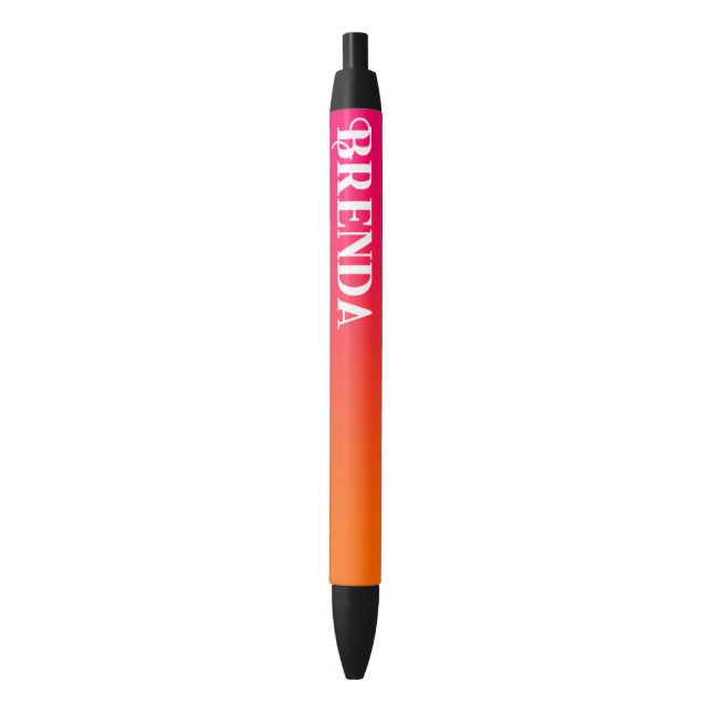 Bright Pink and Orange Gradient Personalized Pen (Front Vertical)