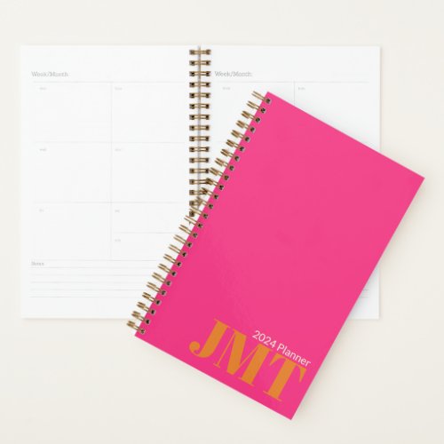 Bright Pink and Orange Monogram 2024 Planner