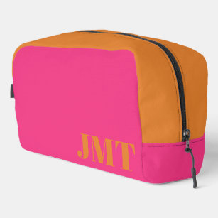 Bright Pink and Orange Monogram Dopp Kit