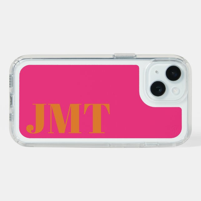 Bright Pink and Orange Monogram Template Speck iPhone Case (Horz (Blue))