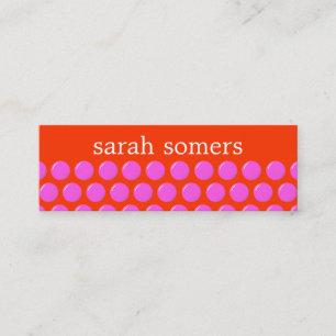 Bright Pink and Orange Polka Dots Beauty Salon Mini Business Card