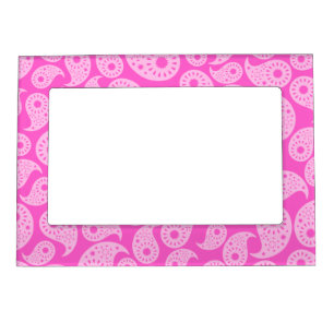 Bright Pink and Pastel Pink Paisley. Magnetic Photo Frame