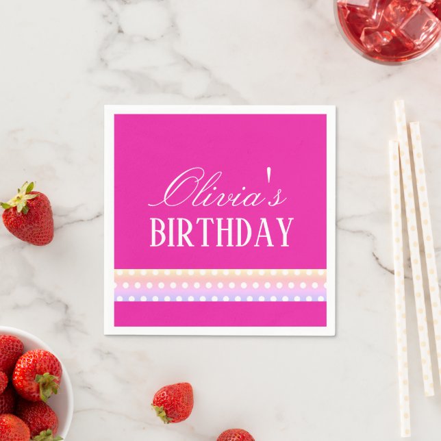 Bright Pink and Pola Dots  Napkins (Insitu)