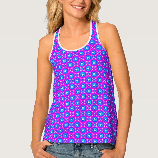 Bright Pink and Purple Circles Women's Tank Top (Front)