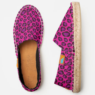 Bright Pink And Purple Leopard Print Pattern Espadrilles