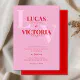 Bright pink and red wedding invitation | Zazzle